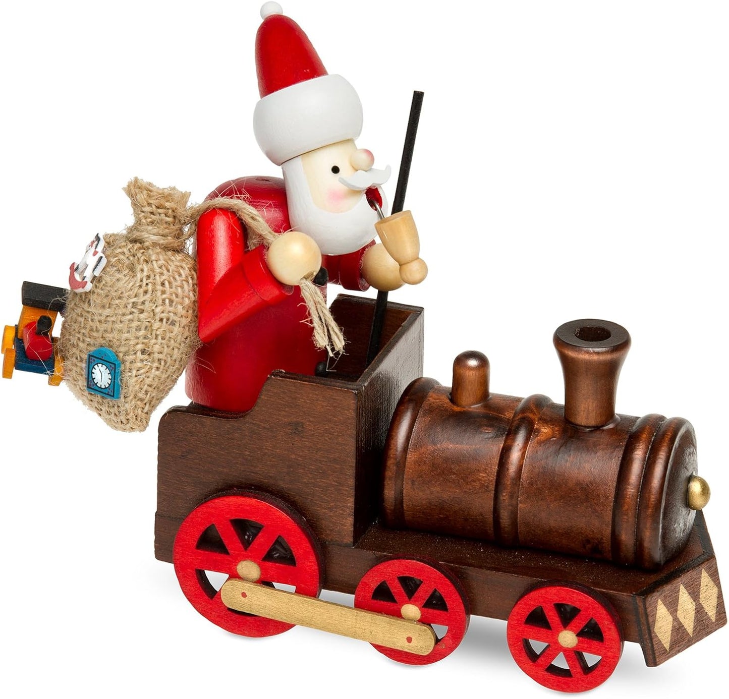 SIKORA RM-A01-LOK Holz Räuchermännchen Weihnachtsmann in Der Lokomotive