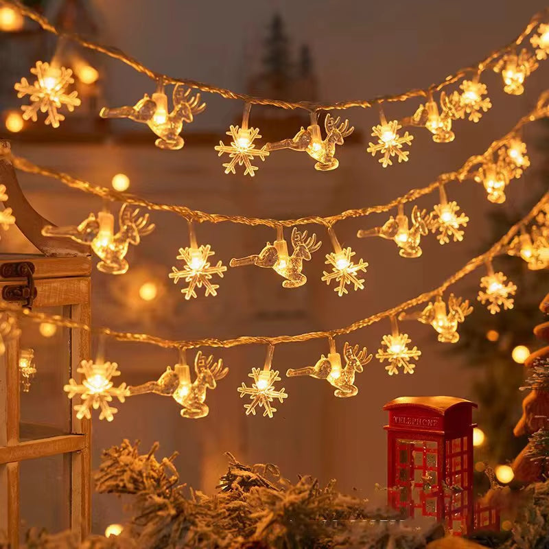 1.5/3M Christmas Lights Snowflake String Lights Fairy Lights Waterproof Star Ball LED Lamp for Home Christmas Tree Garden Decor